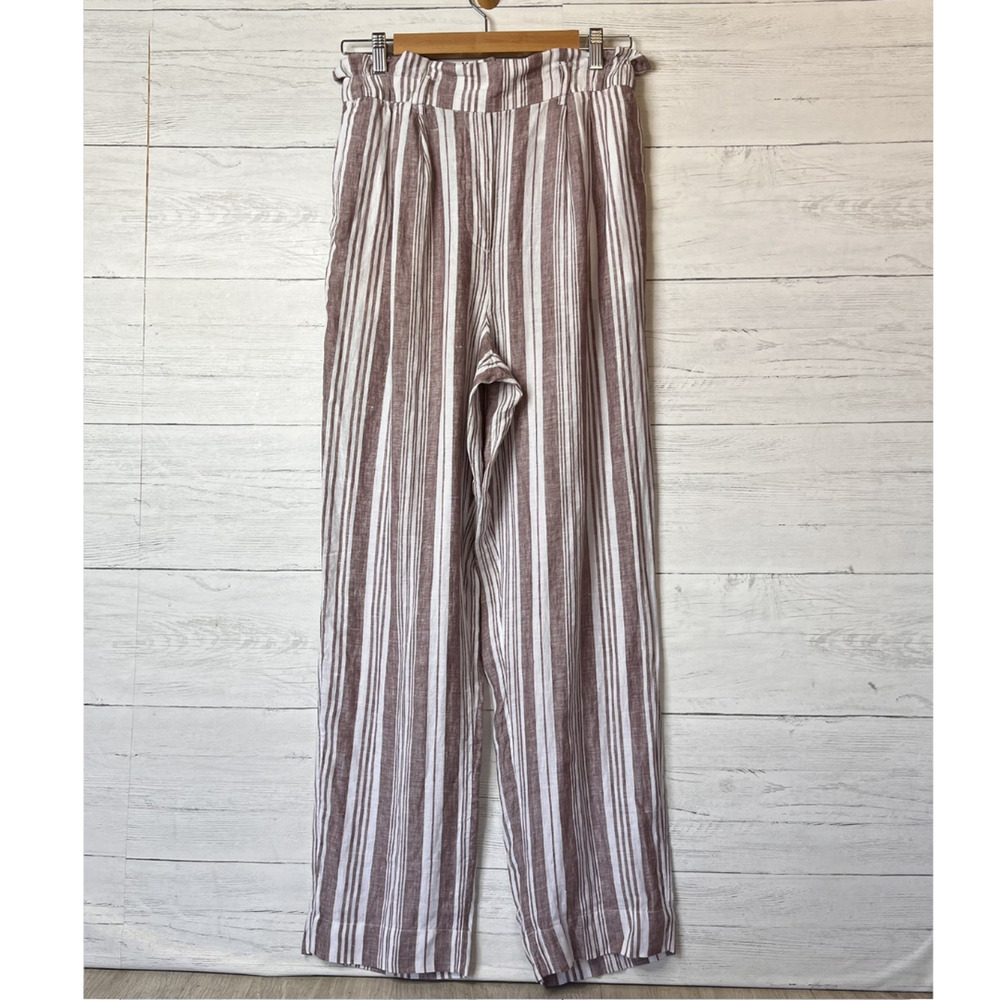 Lemlem by Liya Kebede X H&M Pants Womens Size Small 100% Linen Striped Paperbag